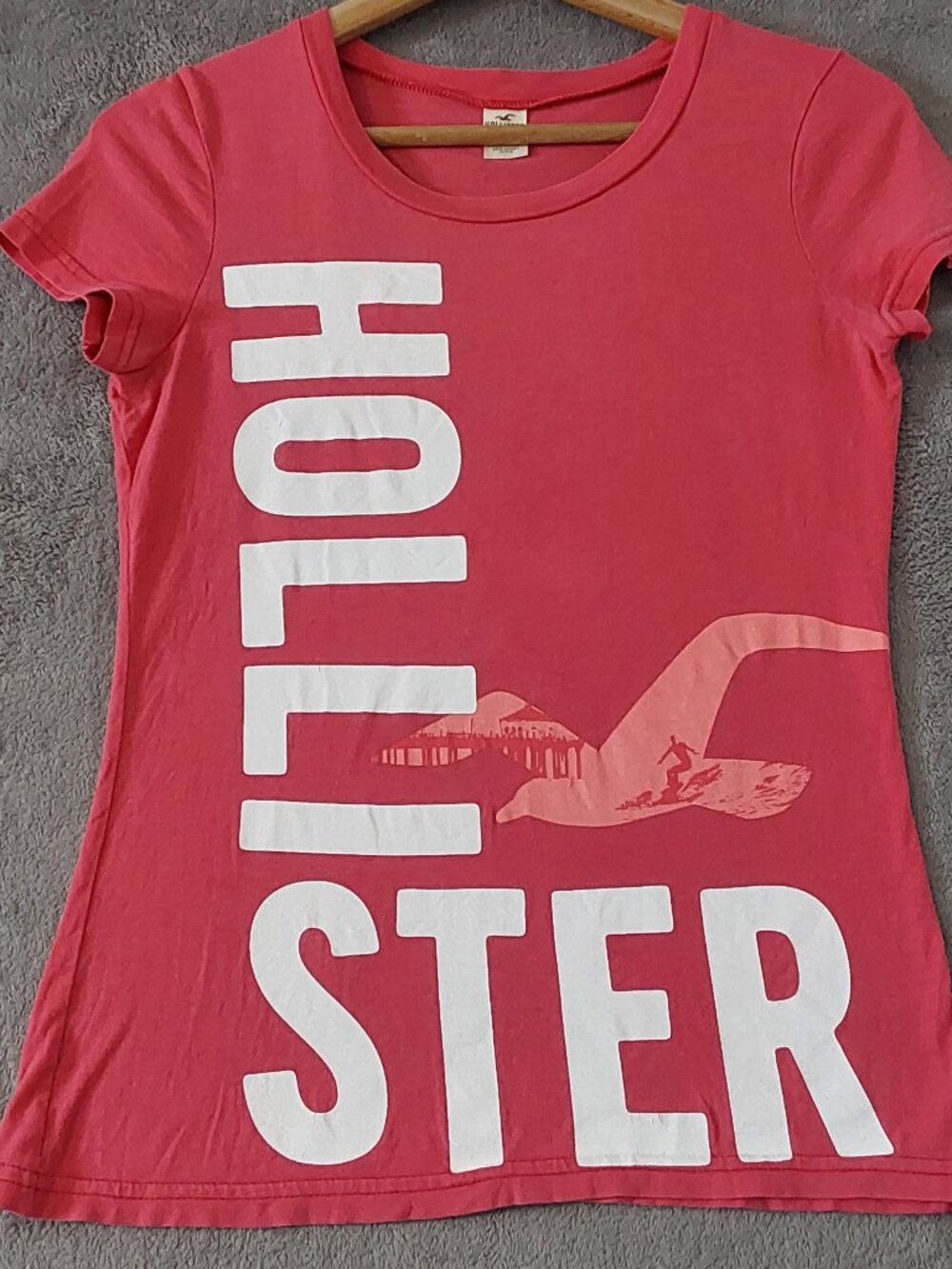 Hollister Pink Graphic Tee Medium Surf Logo Short Sleeve T Shirt